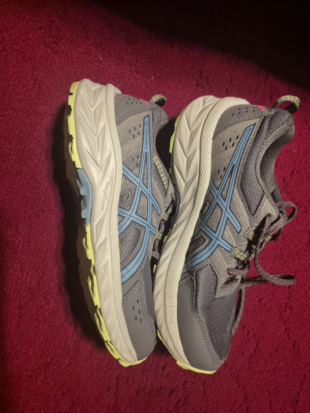 ASICS Kids' Gray & Blue Running Shoes with Lime Accents